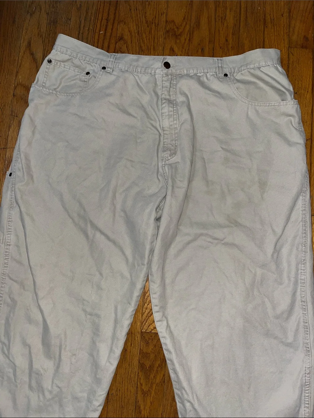 RedHead Flannel Lined Men's Casual Khaki Cargo Work Pants - Light Beige Size 42